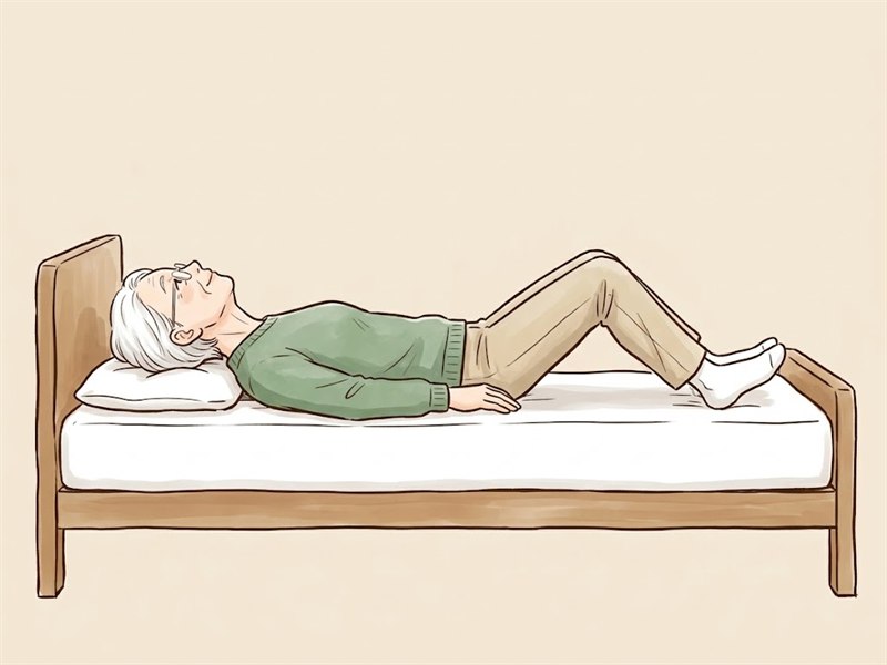 あおむけの方のあごが上がり、頭が枕に沈んで後ろへ傾いている