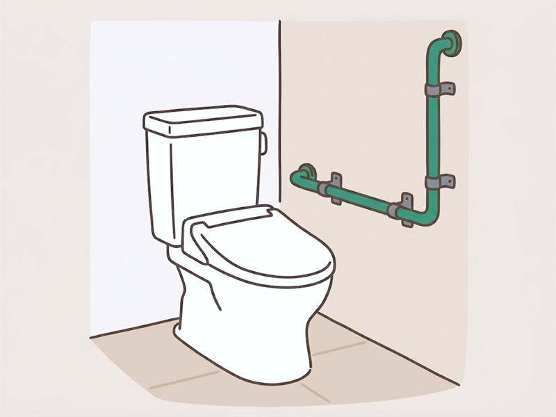トイレの壁に付けたL字型の手すりのイメージ図