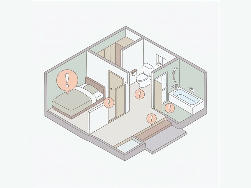 家の中で転んだ人を家族が介助する図